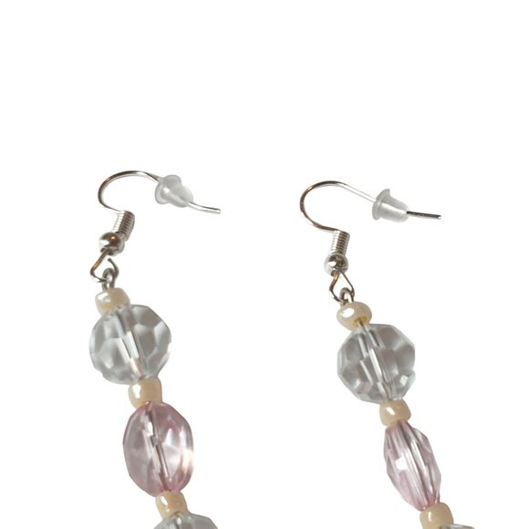 Handmade By Donovan Earrings Boho Bead Pink Dangle Artisan Upcycled Twice Loved - Picture 3 of 4